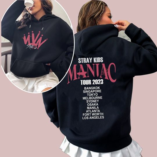 Discover 2 Sided Stray Kids World Tour 2023  T-shirt,Maniac Kpop Concert Merch Stray Kids Replay 2023  Hoodie