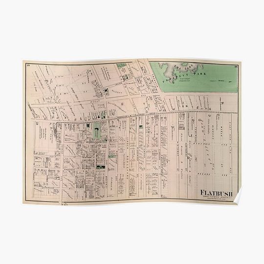 Discover Vintage Map of Flatbush Brooklyn NY (1873) Premium Matte Vertical Poster