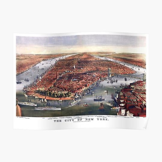 Discover New York City Vintage Map Premium Matte Vertical Poster