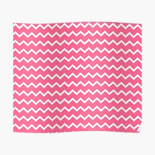 Discover Pink and White Zigzags Premium Matte Vertical Poster