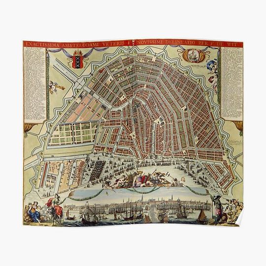 Discover Beautiful illustrated old vintage Map Premium Matte Vertical Poster