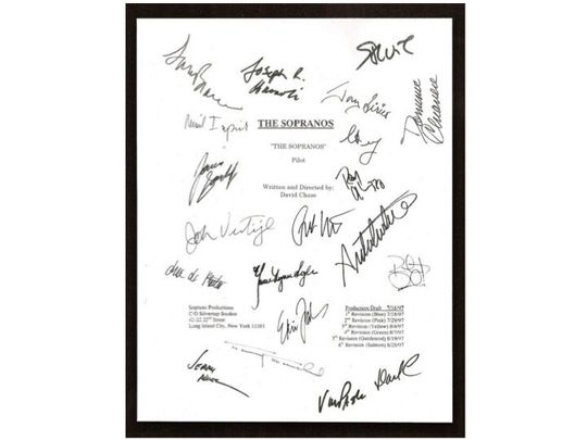 Discover The Sopranos TV Pilot Script Signature Autographs James Gandolfini Poster