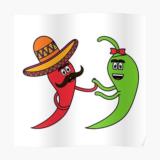 Discover Green And Red Chilli Couples Premium Matte Vertical Poster