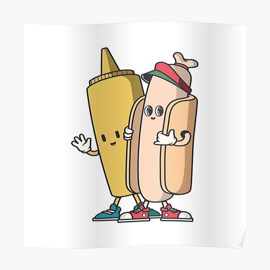 Discover Cute Hotdog Mustard Premium Matte Vertical Poster