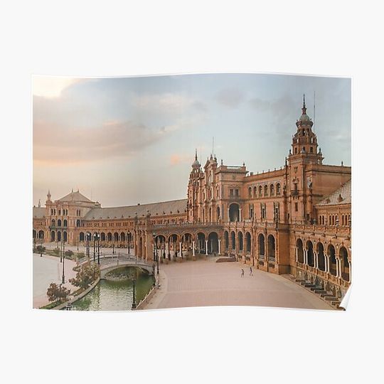 Discover Plaza de Espana in Seville, Spain Premium Matte Vertical Poster