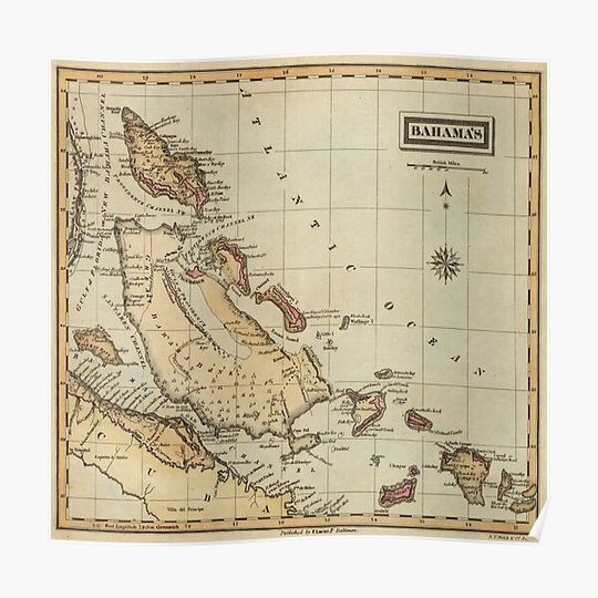 Discover Vintage Map of The Bahamas (1823) Premium Matte Vertical Poster