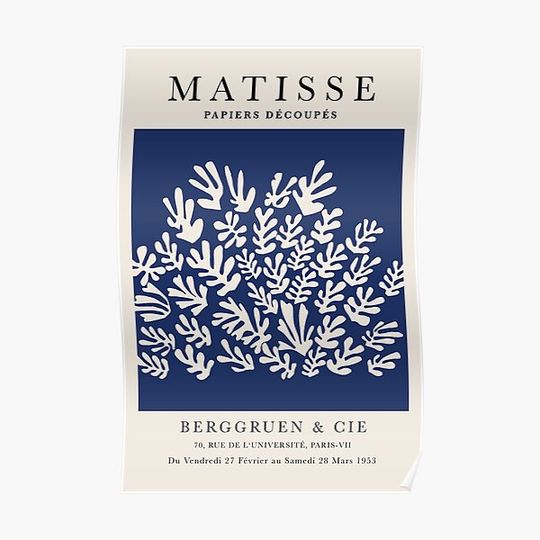 Discover Henri Matisse Dark Blue Flower Cutouts Poster