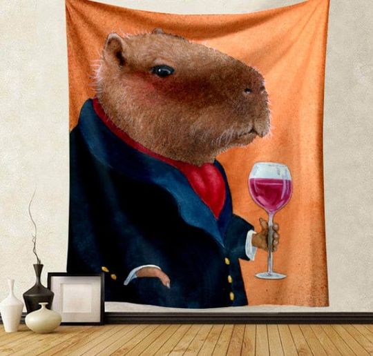 Discover Capybara Meme Tapestry