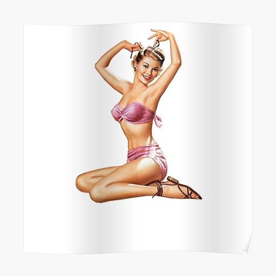 Discover Vintage pinup pin-up girl decal bikini Premium Matte Vertical Poster
