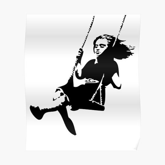 Discover Banksy Girl On Swing Premium Matte Vertical Poster