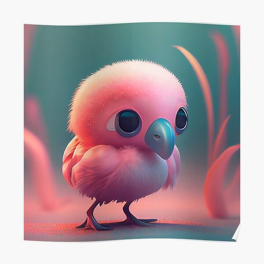 Discover Cute Kawaii Flamingo Premium Matte Vertical Poster