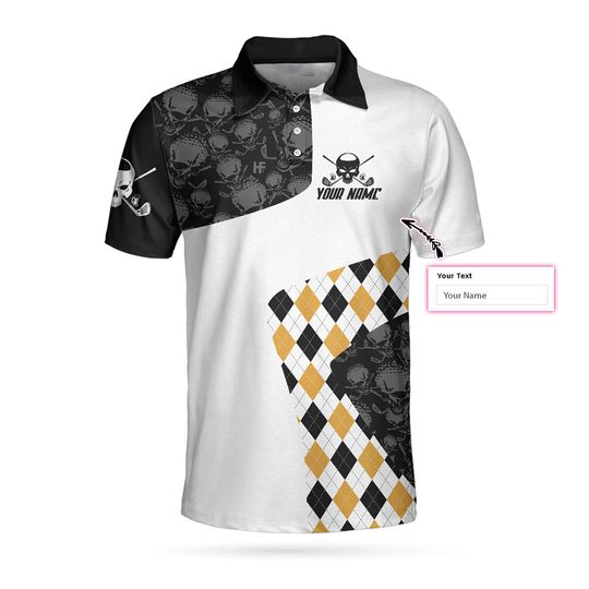 Discover Beer Drinker With A Golfing Problem, Skull Argyle Pattern Golf, Polo Shirt