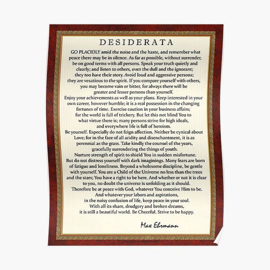 Discover Desiderata Poem on Parchment-Traditional Premium Matte Vertical Poster