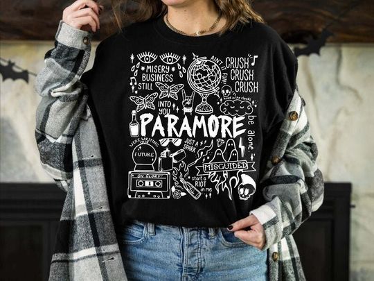 Discover Paramore Doodle Art Shirt, 2023 Tour Shirt, Vintage Paramore Album Lyric Merch Tee