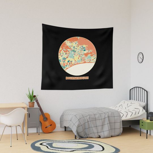 Discover Bournemouth UK city map Tapestry