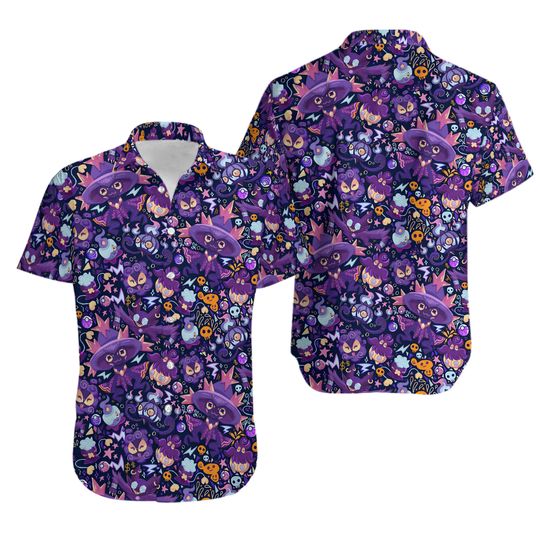 Discover Mismagius Ghost PKM Hawaiian Shirt, Button Up Shirt, Anime Hawaiian, Cartoon Hawaiian Shirt