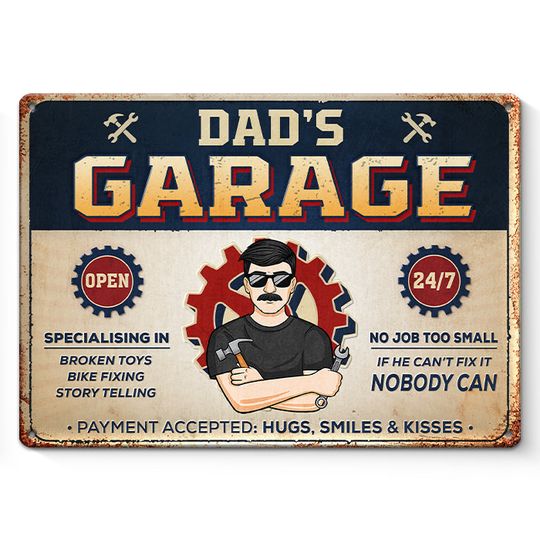 Discover If He Can't Fix It, Nobody Can - Family Personalized Custom Home Decor Metal Sign - Father's Day