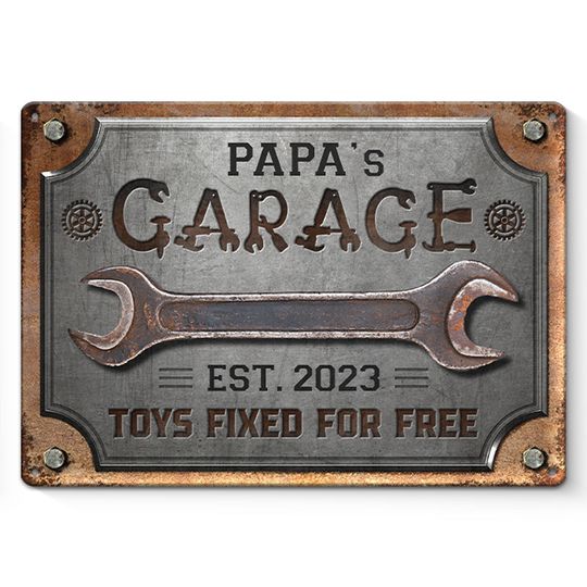 Discover My Papa's Fixing Garage - Family Personalized Custom Home Decor Metal Sign - Father's Day