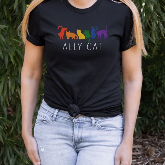 Discover Ally Cat Pride Shirt, Proud Ally Shirt, Inclusive LGBTQIA+, Gay Pride Gift