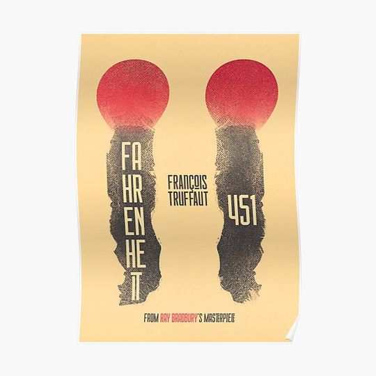 Discover Fahrenheit 451, François Truffaut, french movie illustration, Ray Bradbury book Premium Matte Vertical Poster
