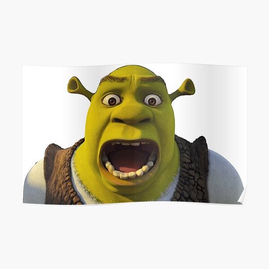 Discover Shrek Meme Surprised Sticker Premium Matte Vertical Poster