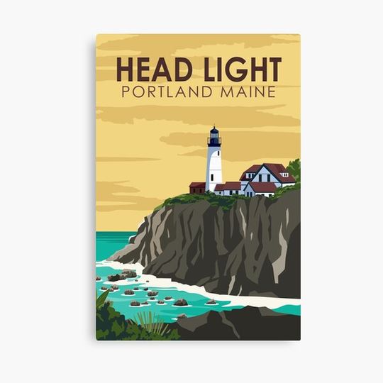 Discover Portland Head Light Maine Travel Vintage Art Canvas