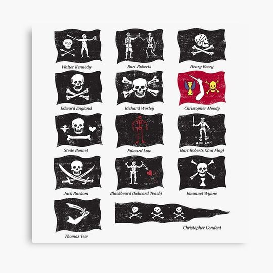 Discover Famous Pirates Flags - Illustration Canvas