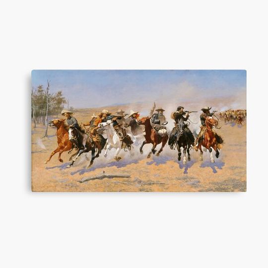 Discover Frederic Remington - A Dash for the Timber (1889) Canvas
