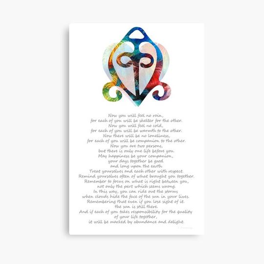 Discover The Power Of Love Native American Wedding Blessing Art by Sharon Cummings Canvas