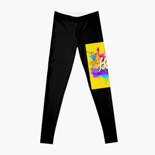 Discover illustration of abstract colorful Happy Holi background_yy Leggings