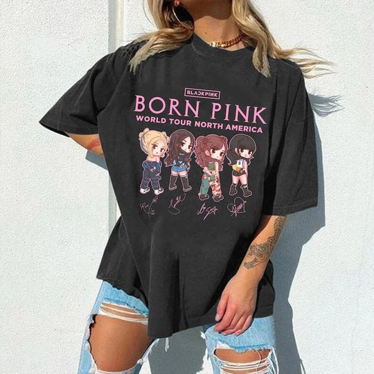 Discover BLACKPINK BornPink Chibi Shirt, BlackPink BornPink World Tour Shirt,Black Pink Pink Venom Shirt