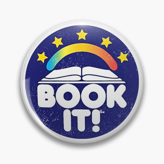 Discover Book It! Pizza Hut program inspired distressed vintage Pin Button