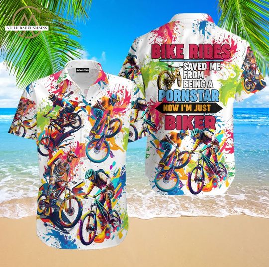 Discover Bike Rides I'm Just A Biker Colorful Aloha Hawaiian Shirts,