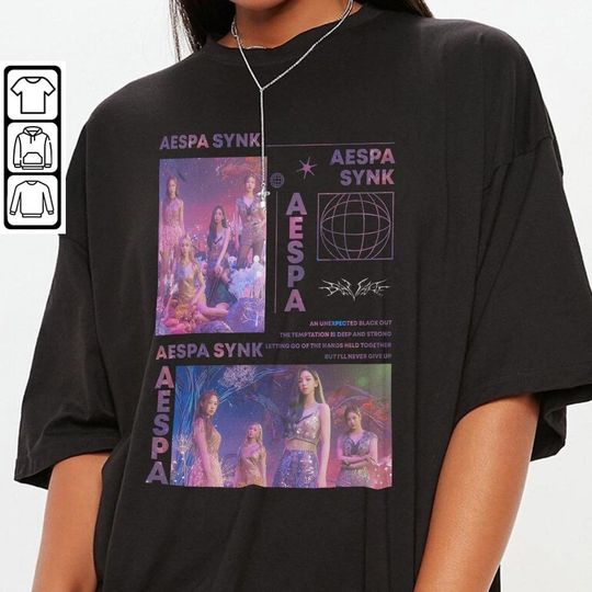 Discover AESPA SHIRT, AESPA Synk, Kpop Tour Shirt Sweatshirts T-Shirt, Kpop Merch Shirt