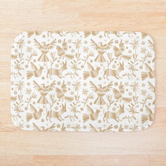 Discover Otomi, Beige Otomi Texture, Neutral Colors, Mexican Bath Mats
