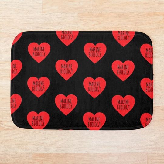 Discover I Love Marine Biology Heart Bath Mat