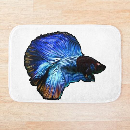 Discover Blue Betta halfmoon Betta fish Bath Mat