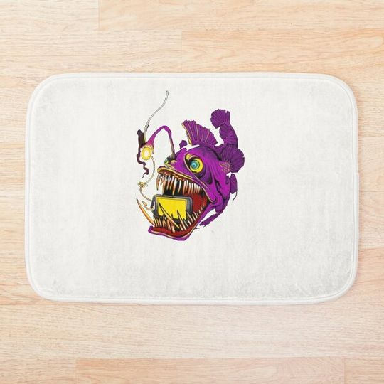 Discover cute anglerfish light darkness Bath Mat