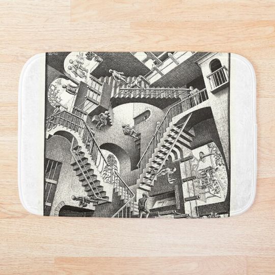 Discover M.C. Escher - Relativity - Staircases. Relativity by Maurits Cornelis Escher Bath Mat