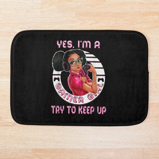 Discover Afro Melanin Yes I'm A Gamer Girl Birthday Gaming Bath Mat