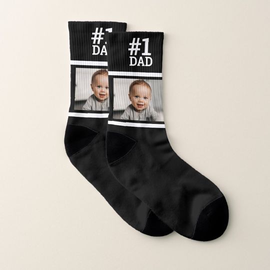 Discover #1 Dad Photo Black Socks