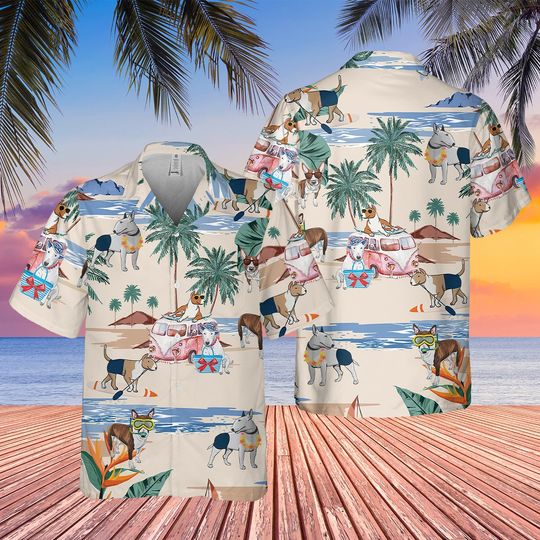 Discover Bull Terrier Summer Beach Hawaiian Shirt, Dog Hawaiian Shirt