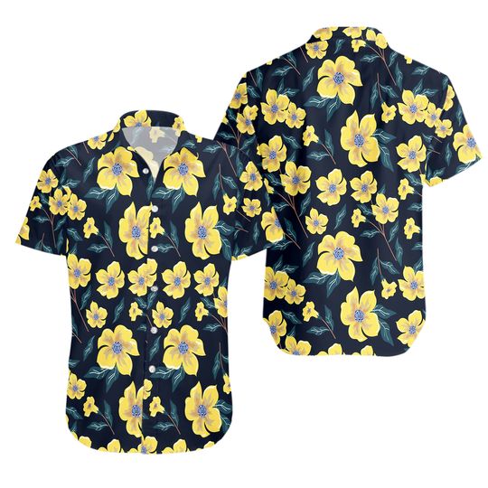 Discover Hawaiian Style Yellow and Black Men's Hawaiian Shirt