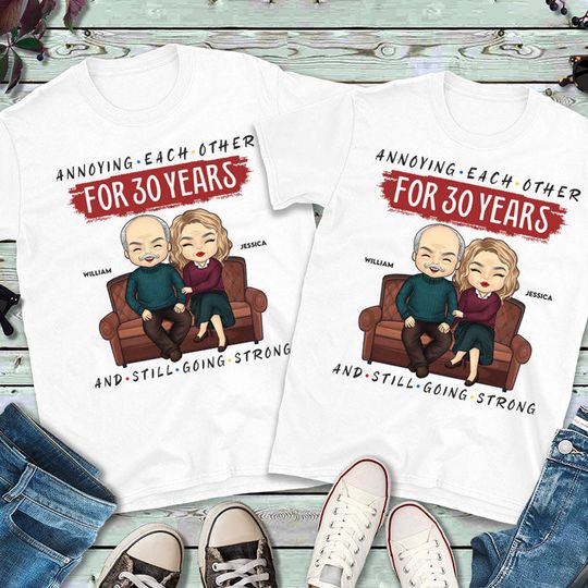 Discover Annoying Each Other For Decades & Still Going Strong - Personalized Matching Couple T-shirt Gift For Couple, Anniversary