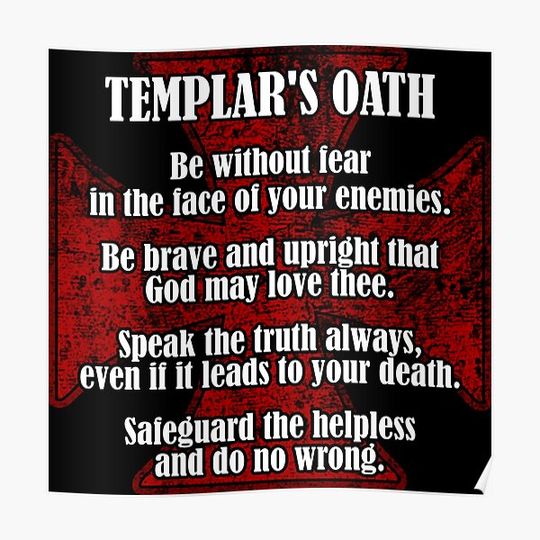 Discover Knights Templar Oath with Cross Premium Matte Vertical Poster