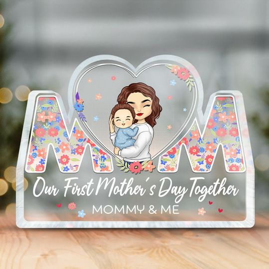 Discover Our First Mother's Day Together - Family Personalized Custom Shaped Acrylic Plaque - Mother's Day, Gift For First Mom