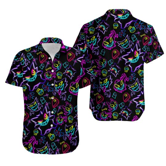 Discover Gengar Ghost PKM Hawaiian Shirt, Button Up Shirt