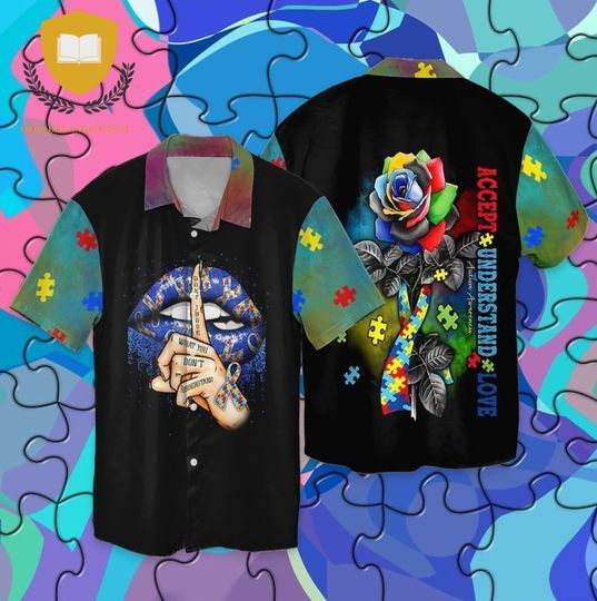 Discover Autism Awareness Accept Understand Love Hand With Flowers Hawaiian Shirt