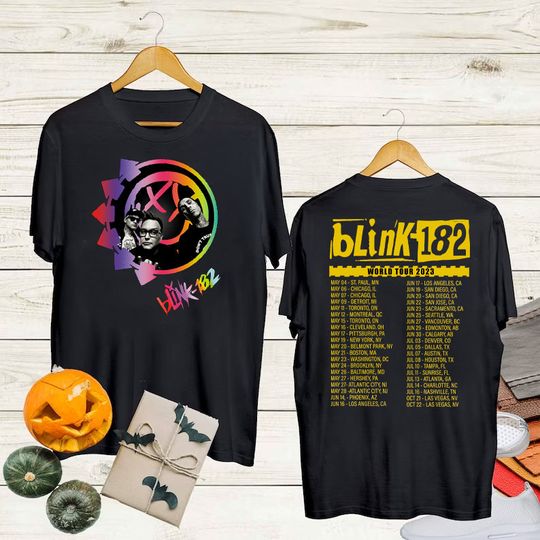 Discover B182 Band 2023 World Tour Shirt, Blink Smile 182 Graphic T-shirt, B182 Fan Gift Shirt, Blink World Tour Merch