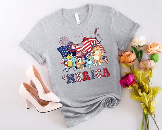 Discover Independence Day BlueyDad and Bingo Shirt - 4th of July Design